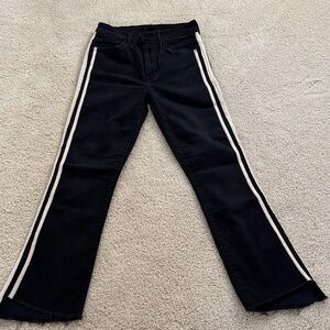 MOTHER Black insider crop step fray guilty race with White Stripes